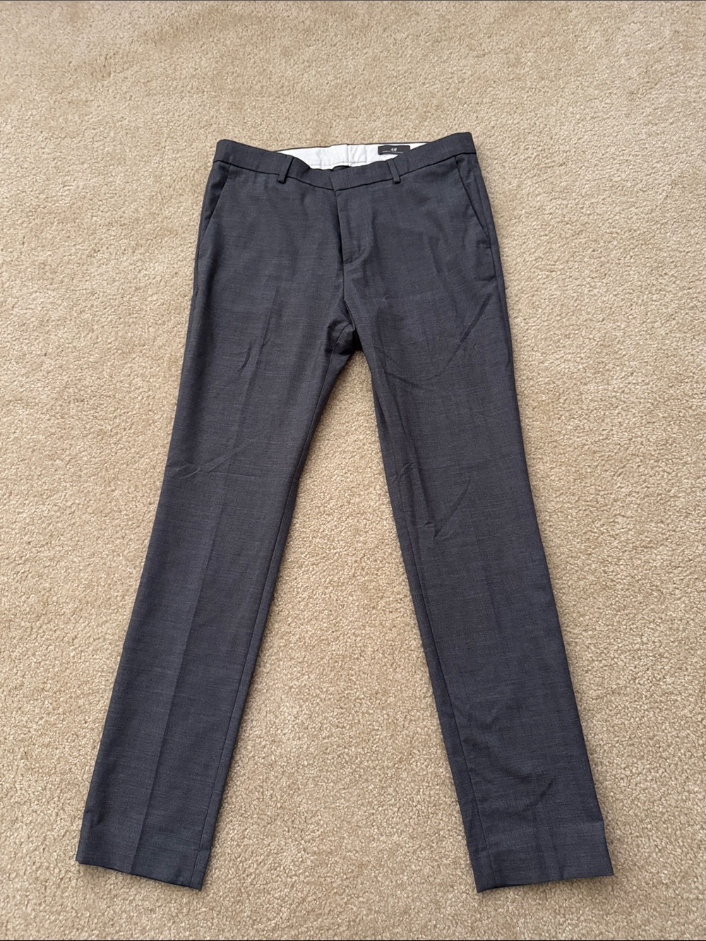Men's Charcoal Dress Pants - Classic Tailored Trousers H&M Size 34R Skinny Fit